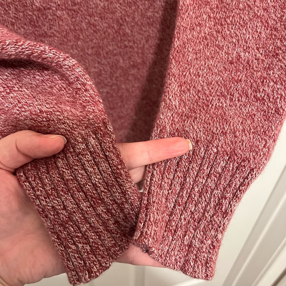 Athleta Vital V-Neck Tunic Wool Cashmere Sweater Maroon/ White Marl Size Small - Picture 5 of 10